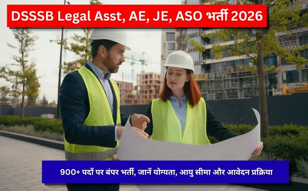 DSSSB Legal Asst, AE, JE, ASO भर्ती 2026: 900+ पदों पर बंपर भर्ती, जानें योग्यता, आयु सीमा और आवेदन प्रक्रिया