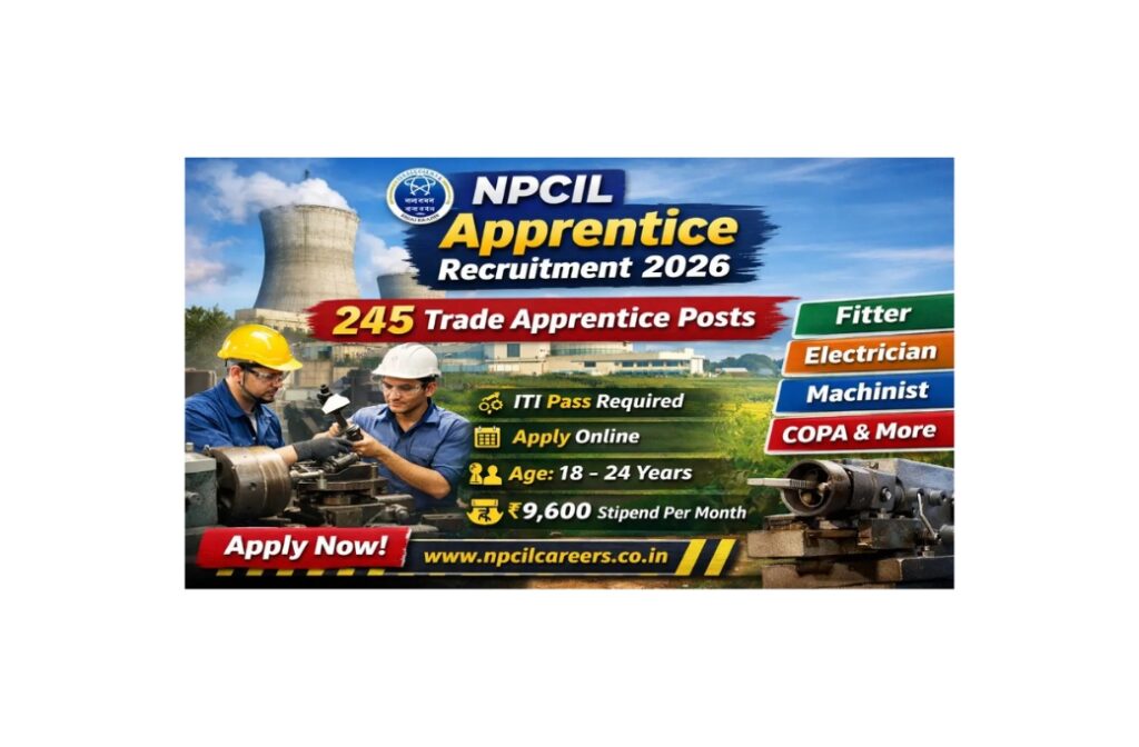 NPCIL Rajasthan Trade Apprentice Bharti 2026: 245 पदों पर भर्ती योग्यता: मात्र ITI पास
