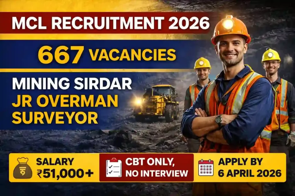 Mahanadi Coalfields MCL Bharti 2026 : 600+Vacuncy Apply Online