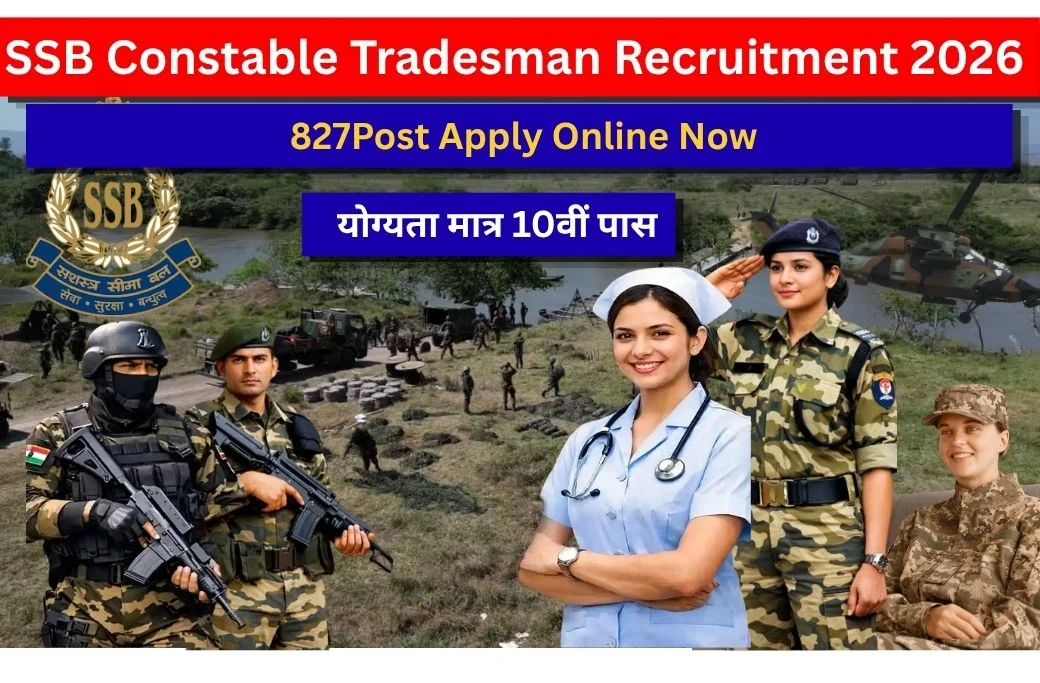 SSB Constable Tradesman Recruitment 2026 : 827Post Apply Online Now योग्यता मात्र 10वीं पास