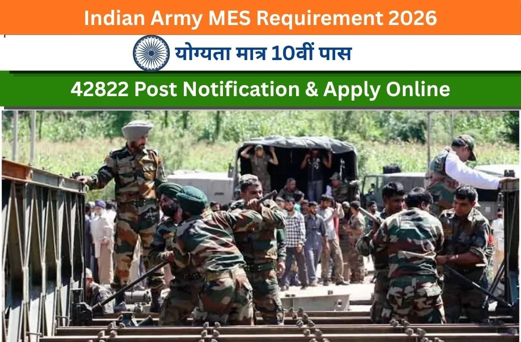 Indian Army MES Recruitment 2026: 41822 Posts Notification & Apply Online