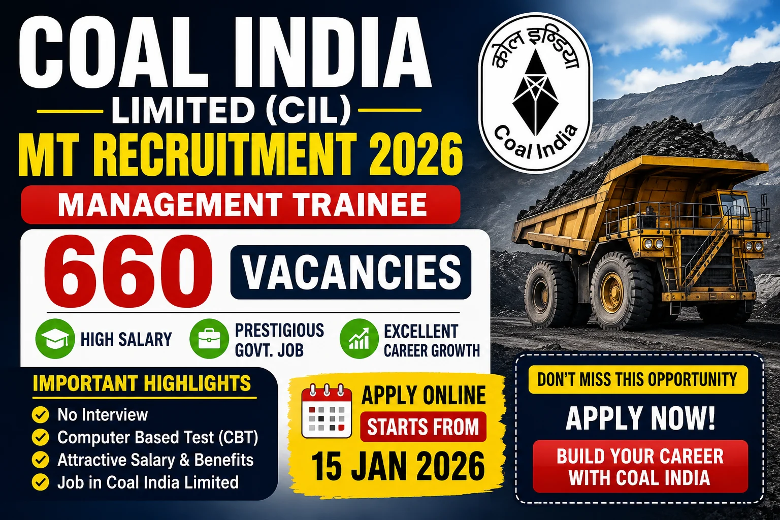 Coal India MT Recruitment 2026